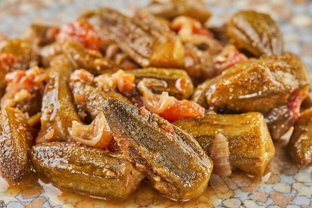 Okra stewed with tomatoes french gourmet cuisine