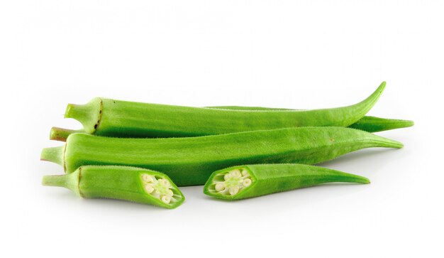 Okras on white wall