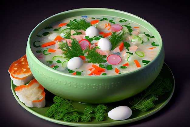 Okroshka Russian cold soup for nourishment