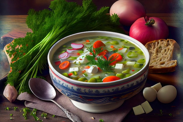 Okroshka Russian cold soup