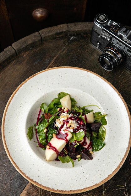 Okroshka on a wooden board