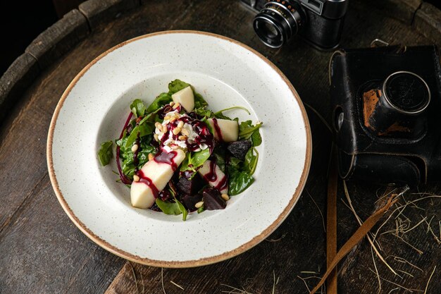 Okroshka on a wooden board