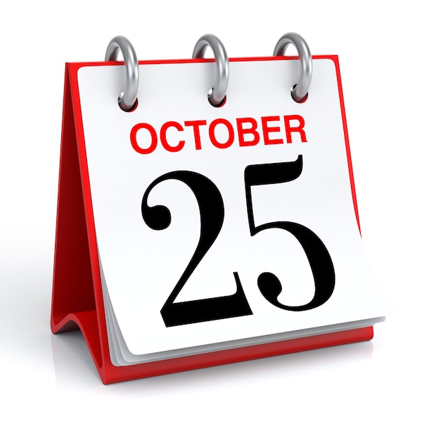 Oktober Kalender 3D-rendering