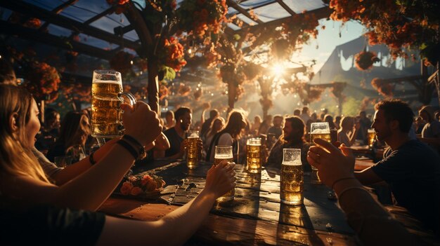 Photo oktoberfest beer on table drink