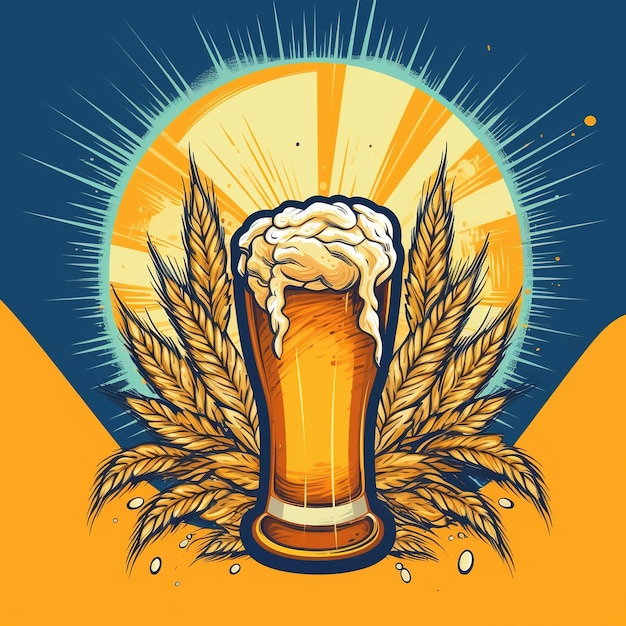 Oktoberfest beer with pretzel wheat and hops ai generated