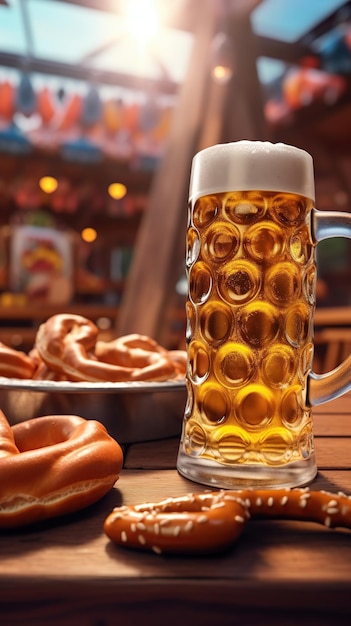 Oktoberfest gevuld met versgebakken krakeling Generatieve AI