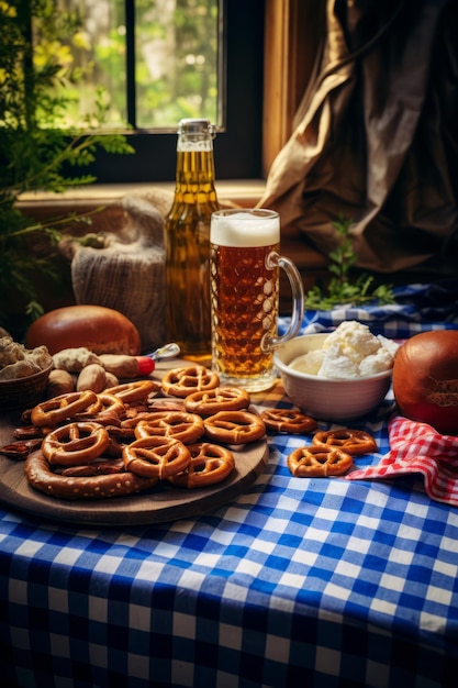 オクトーバーフェストのおいしいバイエルン祭りのビールの軽食