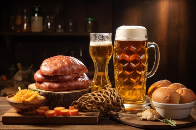 オクトーバーフェストのおいしいバイエルン祭りのビールの軽食