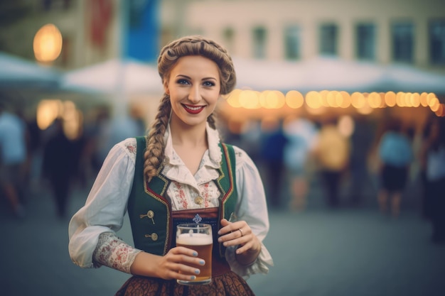 Photo oktoberfest waitress costume party germany generate ai