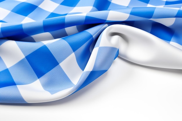 Oktoberfest with Bavarian white and blue fabric isolated on white isolated background