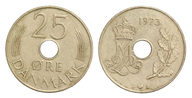 Old 25 ore of Denmark close up