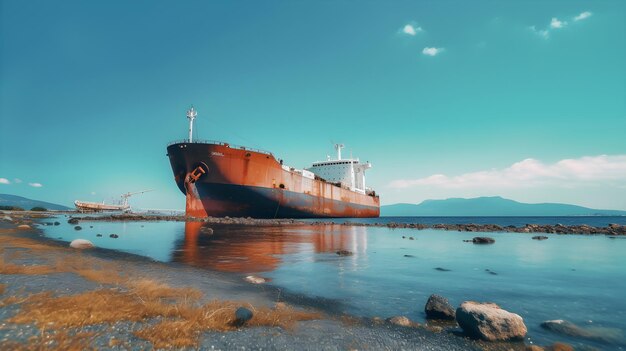 An old abandon shipwreck at the sea