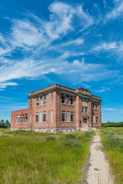 The old abandoned Aneroid Consolidated School in Aneroid Saskatchewan Canada