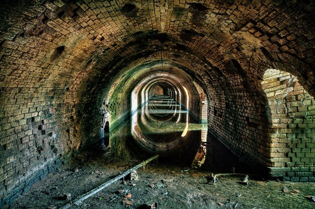 Old abandoned building in tunnel