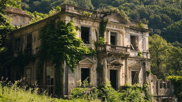 An old abandoned building with a balcony that says  abandoned