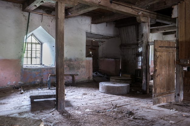 Old abandoned mill inside the building