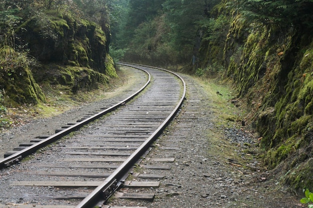 Old abandoned railroad train track