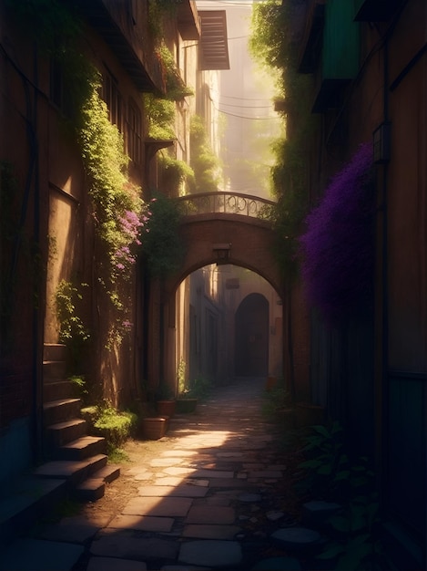 An old alley with sunlight