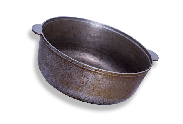 Photo old aluminum cauldron