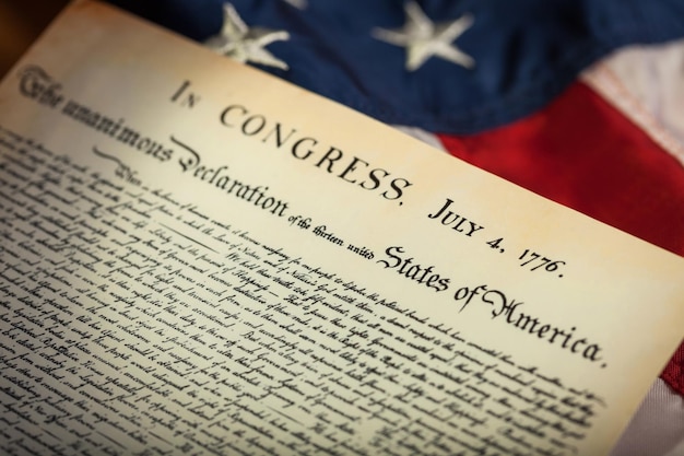 old american documents on american flag