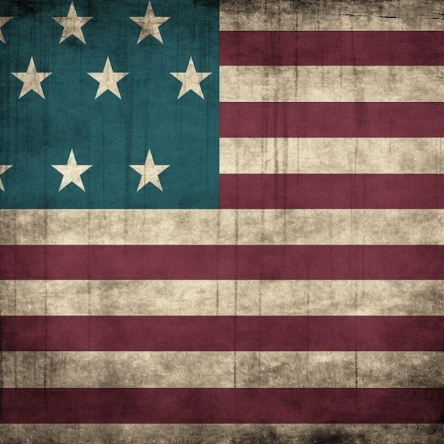 an old american flag with stars on a grunge background generative ai