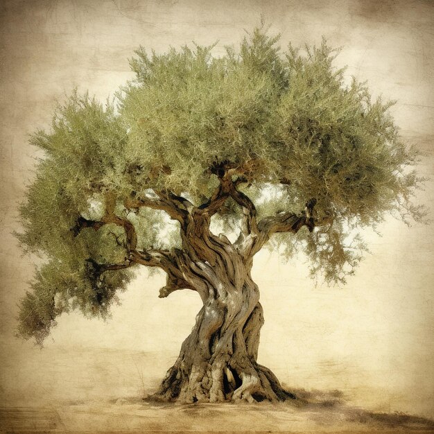 Old ancient olive tree in the olive garden in Mediterranean