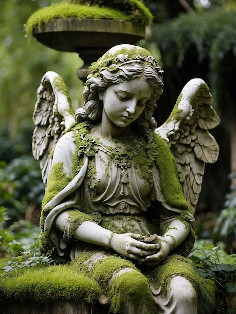 Photo old angel statue in a garden