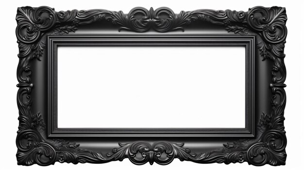 Photo old antique black frame isolated on white background