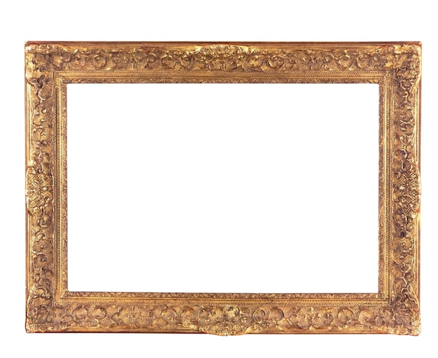 Old antique gold frame isolated on white