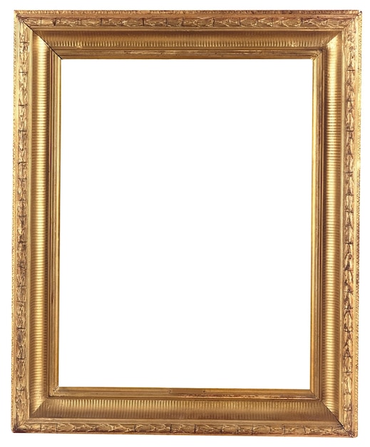 Old antique gold frame isolated on white