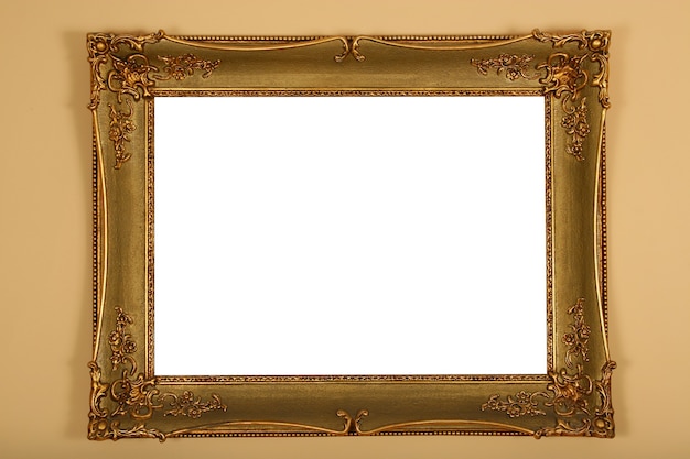 Old antique gold frame on the wall