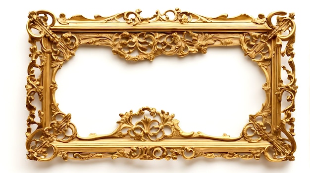 Old antique gold frame over white background