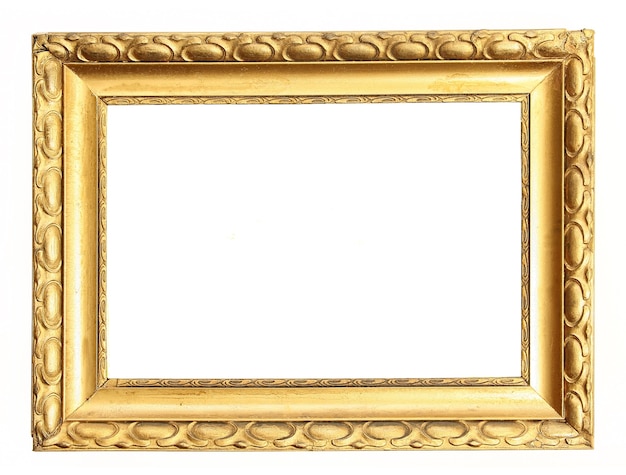 Old antique gold frame over white