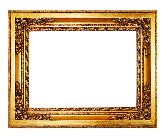 Old antique gold frame over white