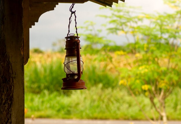 An old and antique lantern in a viilage in Yogyakarta Indonesia