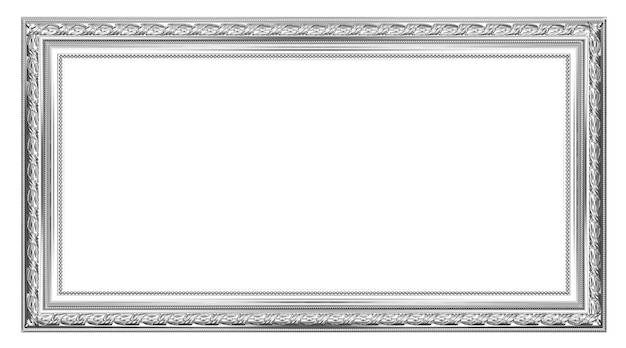 old antique silver frame over white background