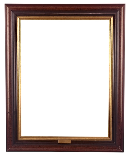 Old antique wooden frame isolated on white