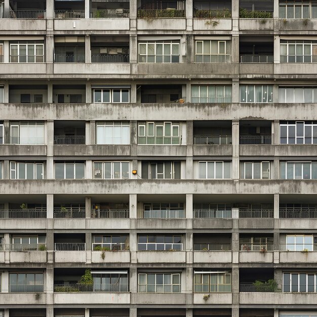 Old apartment building with balconies seamless pattern