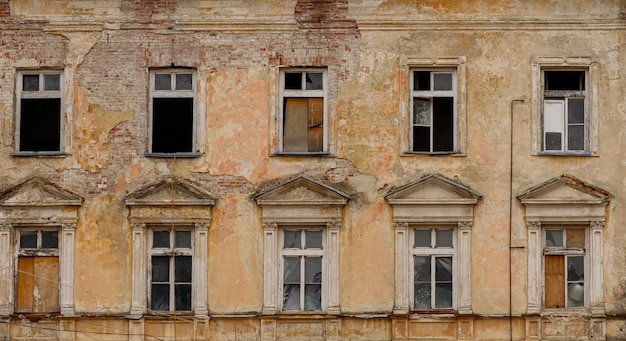 Old apartment building without windows