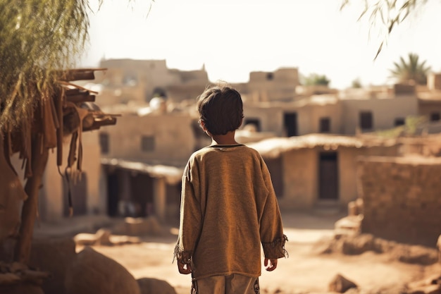 Old arab village child boy Generate Ai