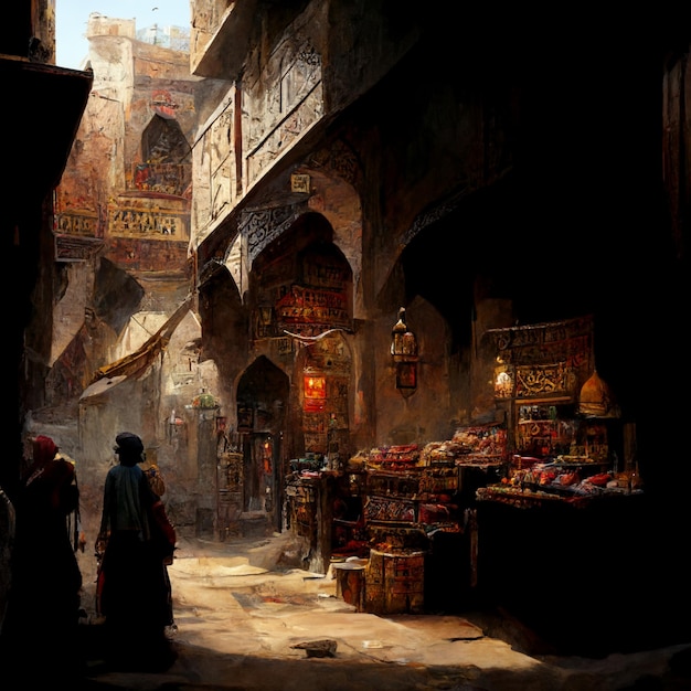 Old arabic Bazar prince of Persia generative ai