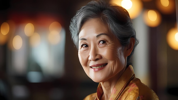 Photo old asian woman smiling