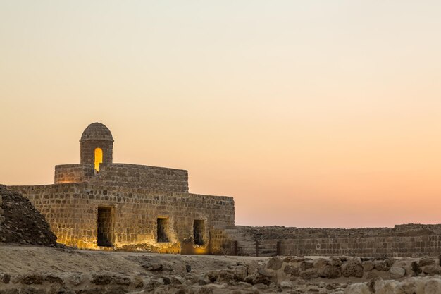 Old Bahrain Fort at Seef at sunset