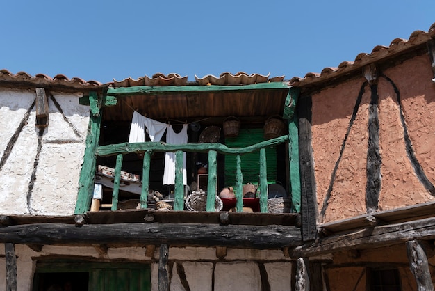 Old balcony with wooden railings