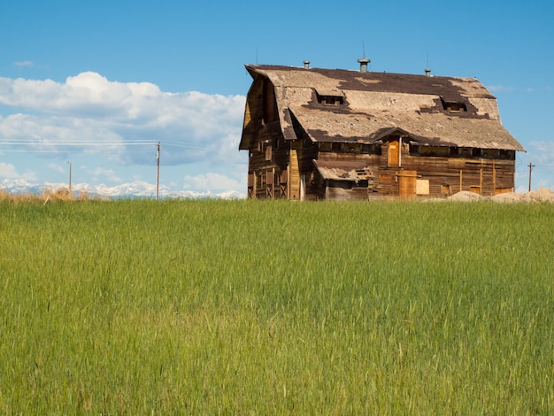 Фото Старый сарай на заброшенном ранчо в колорадо.