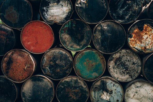 Photo old barrels of waste