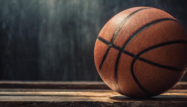 Старый баскетбольный мяч на темном фоне
