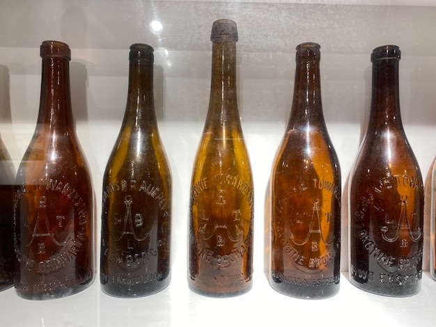 Old beer bottles in the brewery