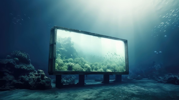 Old billboard under the sea Generative AI