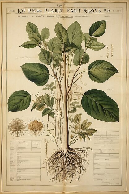 Old biological of a whole plant with its roots made for studying purposes